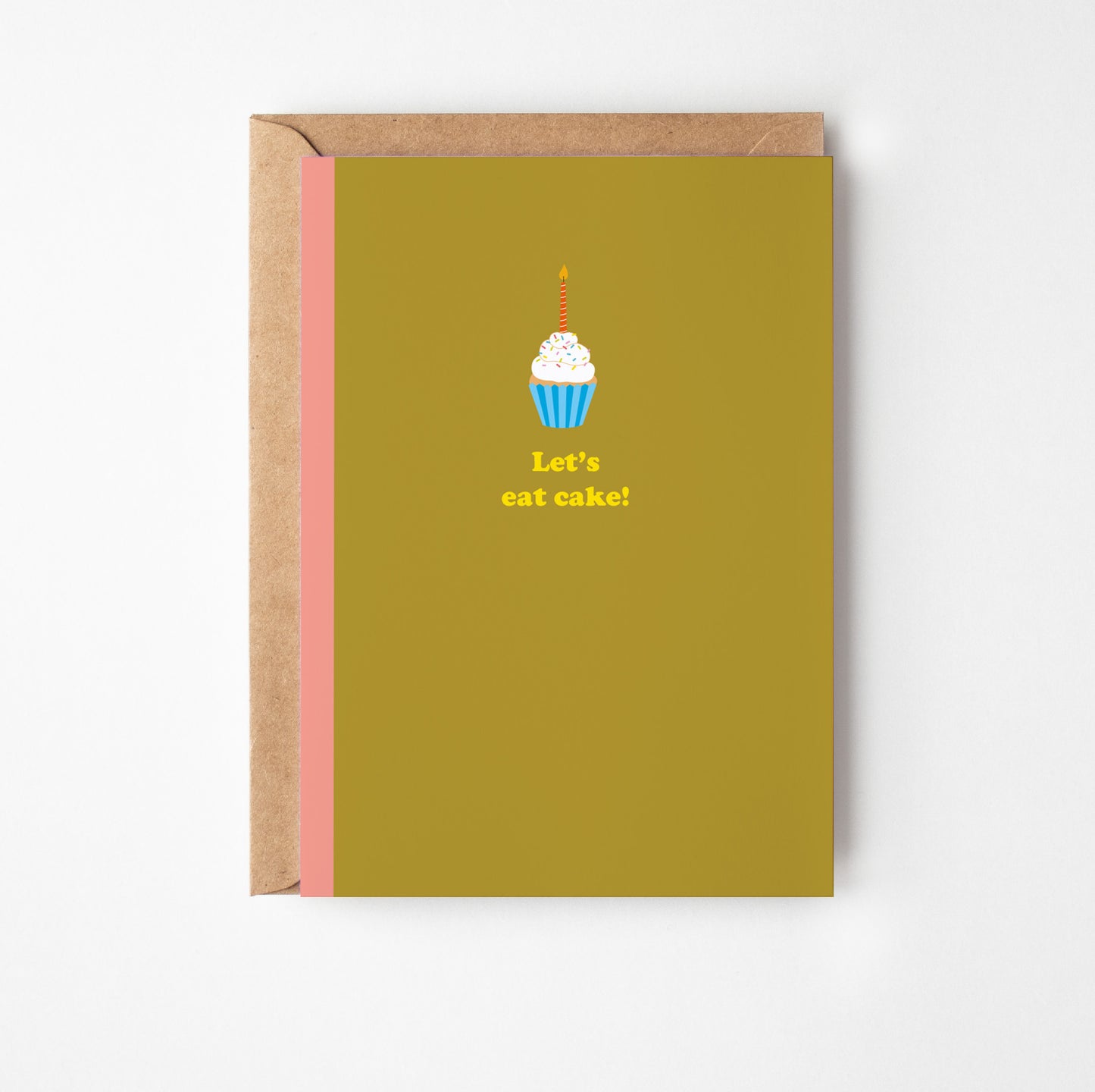 Greeting card with a cupcake illustration and text on a green background