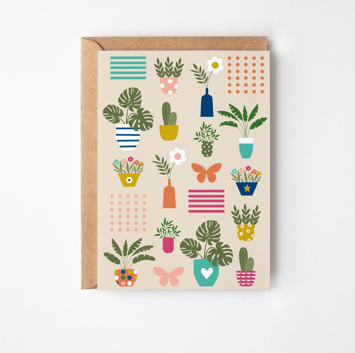 Plant Pots Blank Greetings Card
