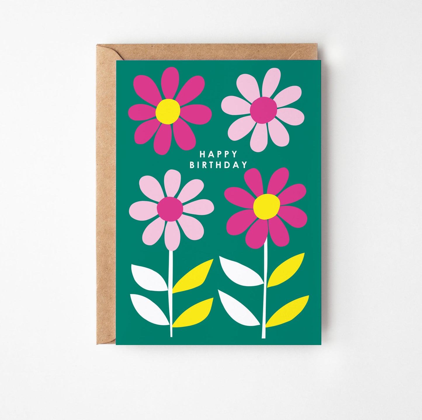 Four Daisies Greetings Card