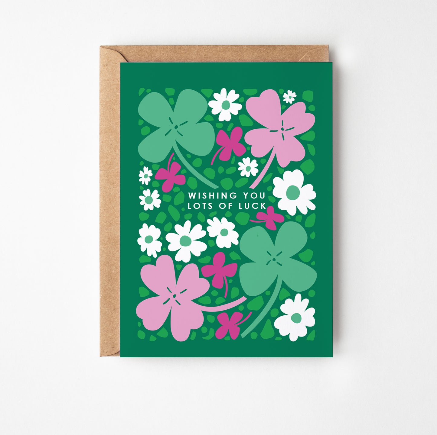 Good Luck Clover Greetings Card