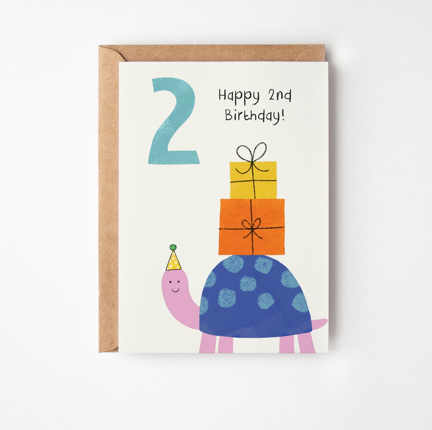 2bd Birthday card with turtle and presents 