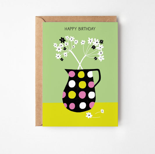 Pretty Flower Jug Birthday Card