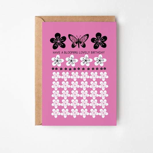 Flower and Butterfly Birthday Card