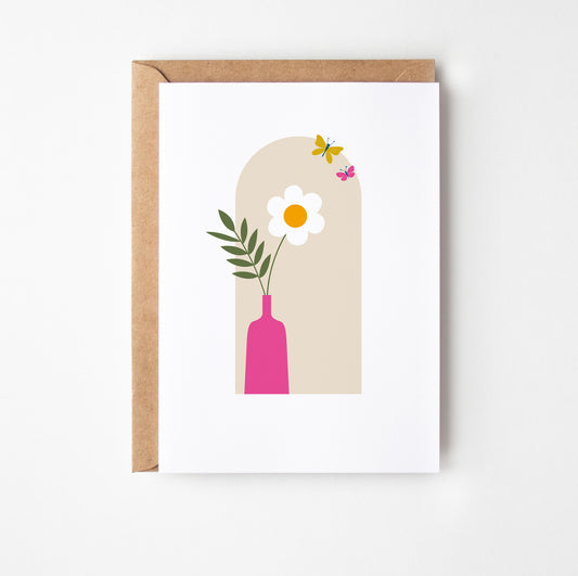 Simple Floral Blank Greetings Card