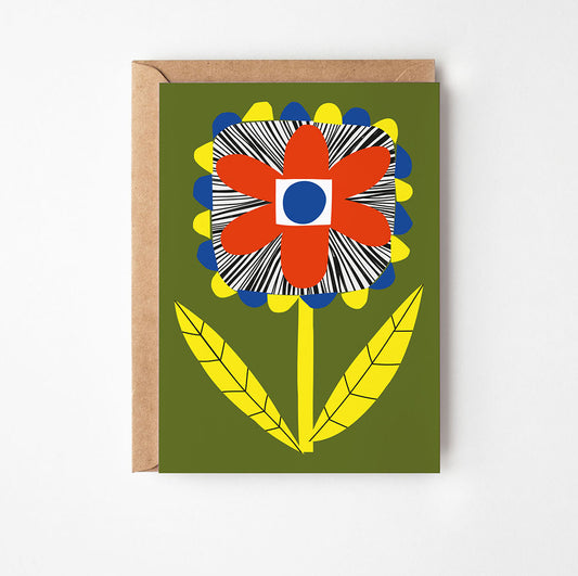 Retro Flower Greetings Card