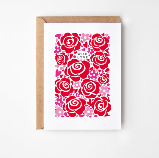 Roses With Love Greetings Card