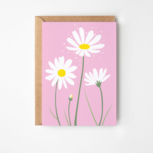 Pink Daisy Greetings Card