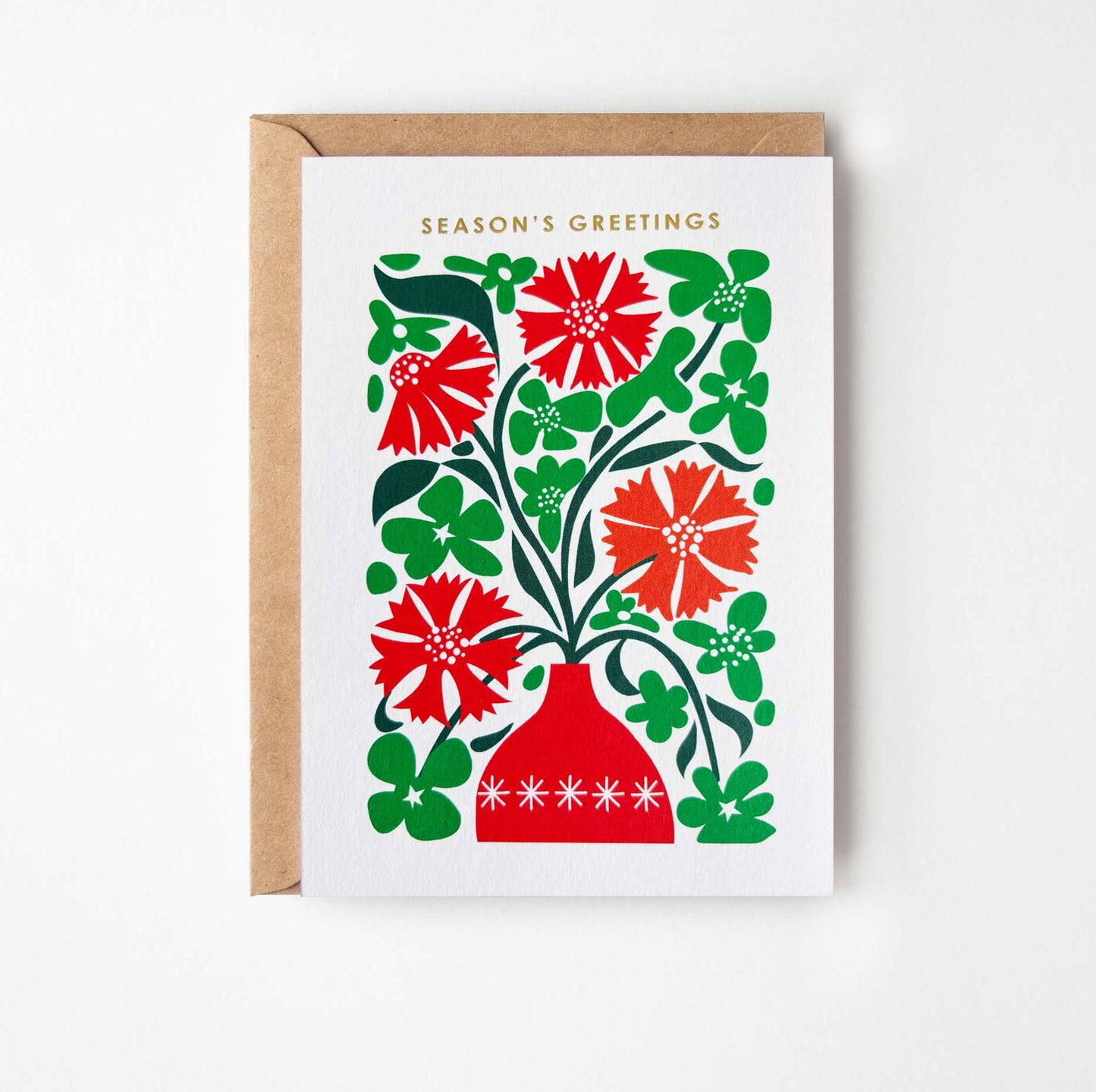 Ponsettia Foiled Greetings Card
