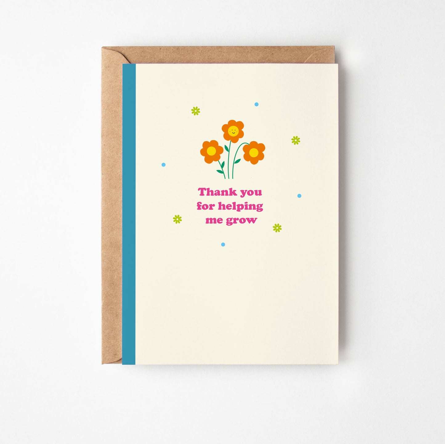 Greeting card with flowers and text on a white background