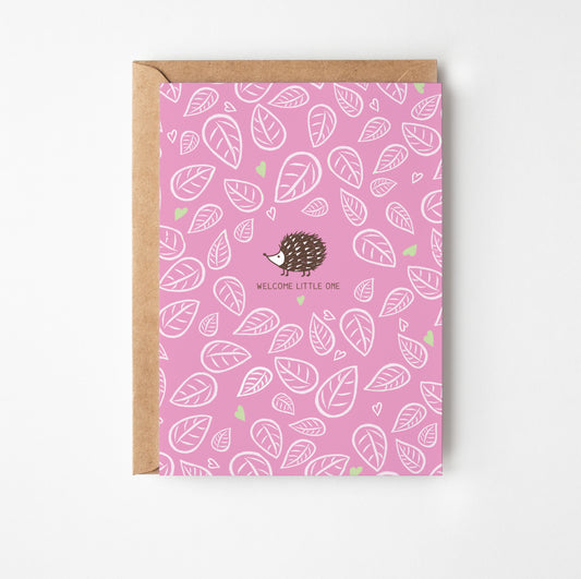 Baby Girl Hedghog Greetings Card