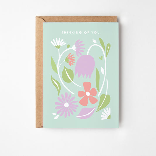 Spring Blooms Thinking Of You Greetings Card