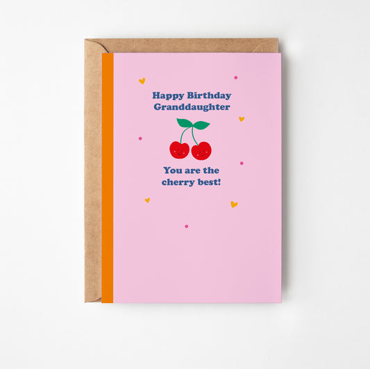 Happy Birthday Granddaughter Cherry Card