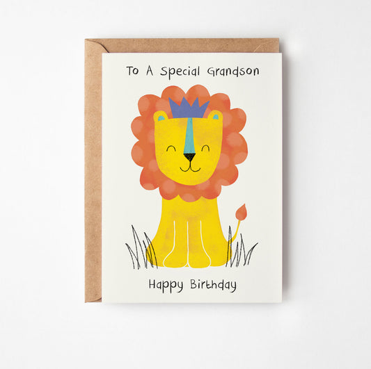 Grandson Lion Birthday Card