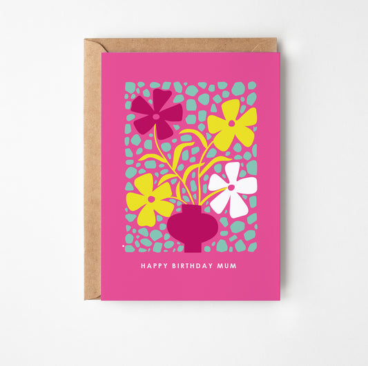 Mum Floral Vase Greetings Card