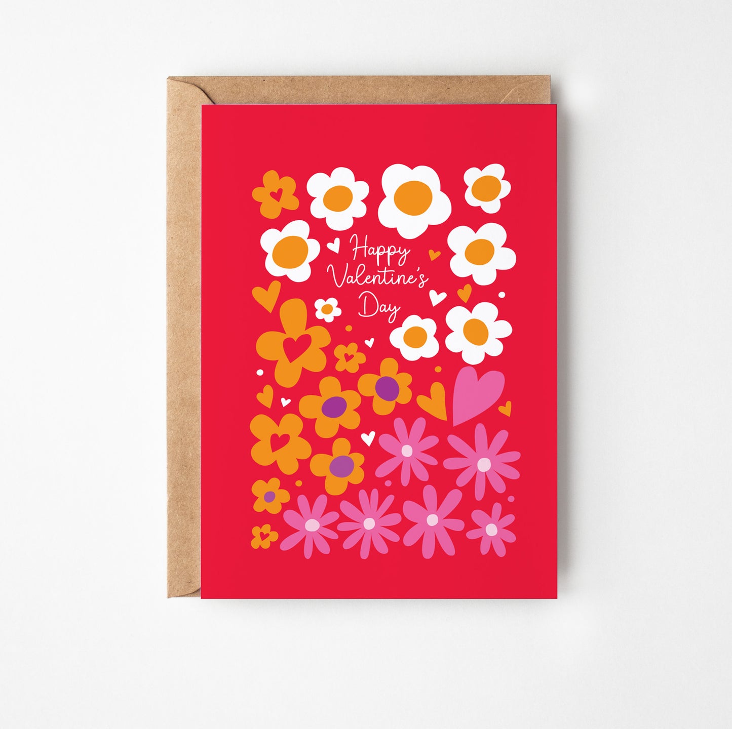 Colourful Hearts & Flowers Valentine's Day Card